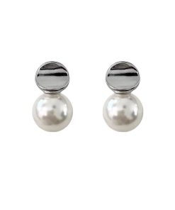 925 Silver Pearl Earrings - Korean Style Concave Design, Unique Versatile Ear Accessories for 2025