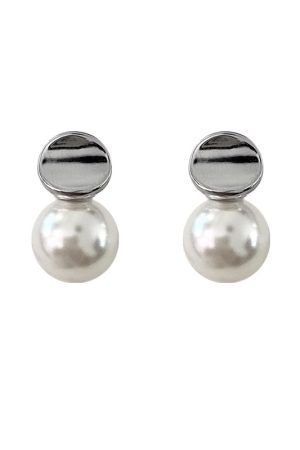 925 Silver Pearl Earrings - Korean Style Concave Design, Unique Versatile Ear Accessories for 2025