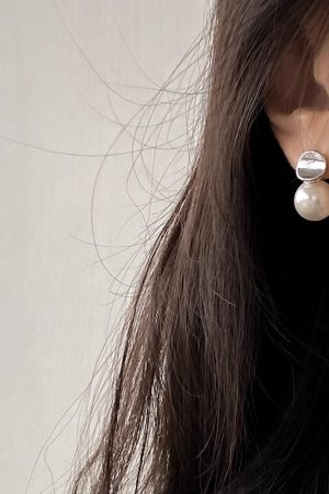 925 Silver Pearl Earrings - Korean Style Concave Design, Unique Versatile Ear Accessories for 2025