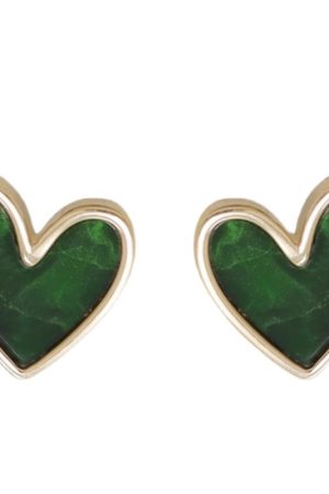 925 Silver Retro Green Heart Stud Earrings - High-End Niche Design, Trendy 2025 Jewelry for Unique Style