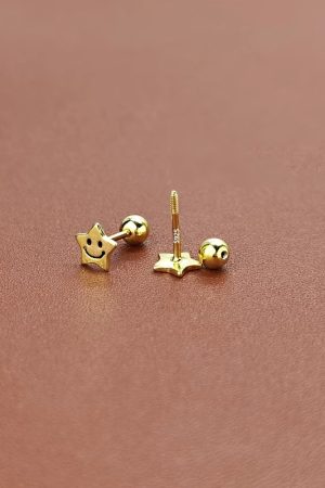 925 Silver Smiley Face Star Ear Bone Stud Earrings, Niche Personality, Exquisite Small High-End Design for Ear Piercings