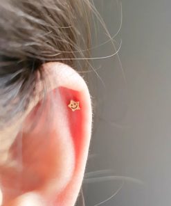 925 Silver Smiley Face Star Ear Bone Stud Earrings, Niche Personality, Exquisite Small High-End Design for Ear Piercings