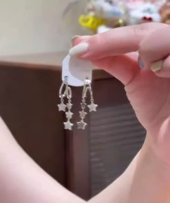 925 Silver Star Tassel Earrings - Minimalist High-End Ear Hole Studs, Fashionable Light Luxury Niche Accessories