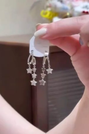 925 Silver Star Tassel Earrings - Minimalist High-End Ear Hole Studs, Fashionable Light Luxury Niche Accessories