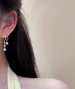 925 Silver Star Tassel Earrings - Minimalist High-End Ear Hole Studs, Fashionable Light Luxury Niche Accessories