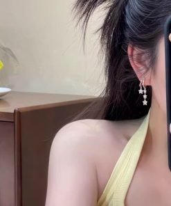 925 Silver Star Tassel Earrings - Minimalist High-End Ear Hole Studs, Fashionable Light Luxury Niche Accessories