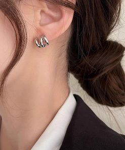 925 Silver Wave Hollow Earrings, Minimalist Design, Exquisite High-End Feel, Elegant Statement Jewelry, Chic Fashion Accessory