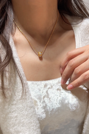 925 Sterling Silver 18K Gold Plated Sparkling Diamond Choker Necklace - Luxe Brushed Finish, Lucky Charm Jewelry for Elegant Style