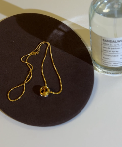 925 Sterling Silver 18K Gold Plated Sparkling Diamond Choker Necklace - Luxe Brushed Finish, Lucky Charm Jewelry for Elegant Style