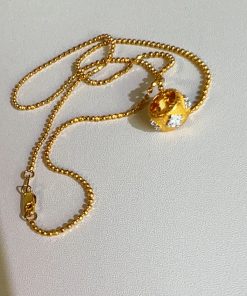 925 Sterling Silver 18K Gold Plated Sparkling Diamond Choker Necklace - Luxe Brushed Finish, Lucky Charm Jewelry for Elegant Style