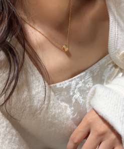 925 Sterling Silver 18K Gold Plated Sparkling Diamond Choker Necklace - Luxe Brushed Finish, Lucky Charm Jewelry for Elegant Style