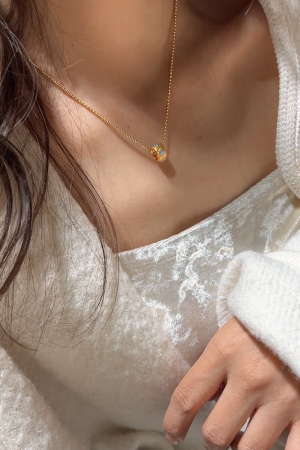 925 Sterling Silver 18K Gold Plated Sparkling Diamond Choker Necklace - Luxe Brushed Finish, Lucky Charm Jewelry for Elegant Style