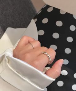 925 Sterling Silver Minimalist Adjustable Light Luxury Index Finger Ring for Women, Korean Style Trend Accessory