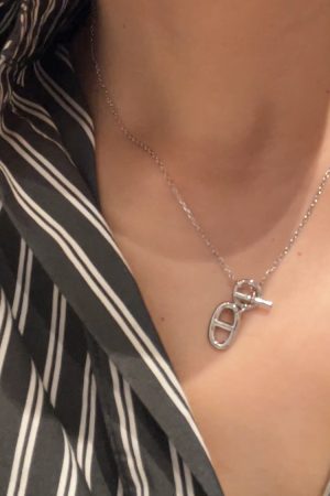 925 Sterling Silver Pig Nose Necklace for Women, Elegant Collarbone Chain with OT Clasp, Unique High-End Fashion Accessory