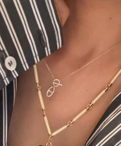 925 Sterling Silver Pig Nose Necklace for Women, Elegant Collarbone Chain with OT Clasp, Unique High-End Fashion Accessory