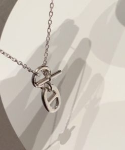 925 Sterling Silver Pig Nose Necklace for Women, Elegant Collarbone Chain with OT Clasp, Unique High-End Fashion Accessory