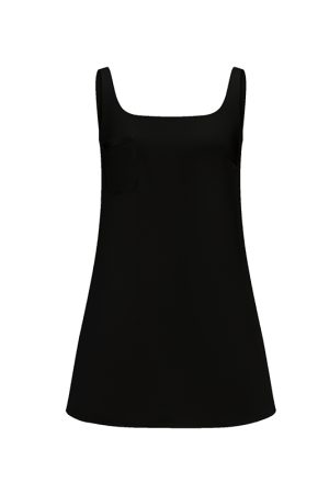 A-line Pocket Design Strap Dress for Women, Summer Loose Fit Slimming Youthful Doll Skirt, Short Casual Dress