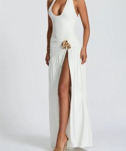 Academia Outfit Inspiration, Dark Academia Costume - Halter Bodysuit & Maxi Skirt Two Piece Set