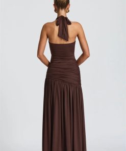 Academia Outfit Inspiration, Dark Academia Costume - Halter Bodysuit & Maxi Skirt Two Piece Set