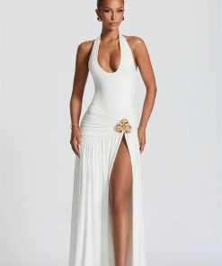 Academia Outfit Inspiration, Dark Academia Costume - Halter Bodysuit & Maxi Skirt Two Piece Set