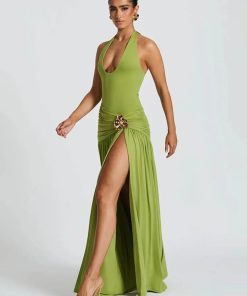 Academia Outfit Inspiration, Dark Academia Costume - Halter Bodysuit & Maxi Skirt Two Piece Set