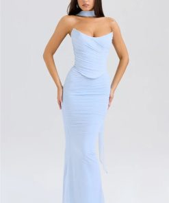 Acubi Fashion Dress, Dress Over Jeans - Strapless Corset Top & Maxi Skirt Two Piece Set