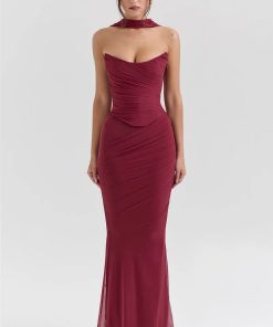 Acubi Fashion Dress, Dress Over Jeans - Strapless Corset Top & Maxi Skirt Two Piece Set