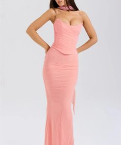 Acubi Fashion Dress, Dress Over Jeans - Strapless Corset Top & Maxi Skirt Two Piece Set