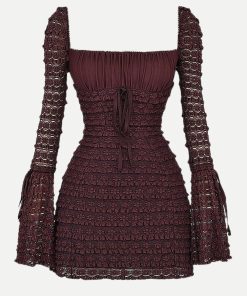 Acubi Fashion Essentials, Acubi Fashion Tomboy - Coffee Ruched Mini Dress