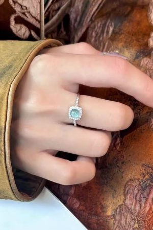 Adjustable Blue Water Jade Ring for Women, Open Design, 2025 New Style, Light Luxury High-End Finger Accessory, Chinese Style