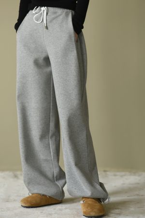 Adjustable Hem Cotton Fleece Sweatpants for Autumn & Winter, Two-Way Wear Casual Long Pants for Cozy Style