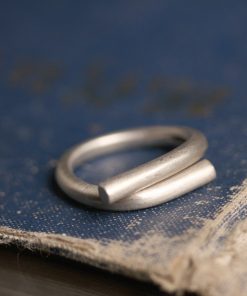 Adjustable Open Brushed Matte Silver Ring for Men and Women, Vintage Minimalist Design, Non-Fish Home Style