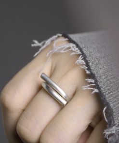 Adjustable Open Brushed Matte Silver Ring for Men and Women, Vintage Minimalist Design, Non-Fish Home Style