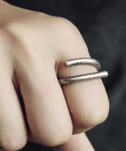 Adjustable Open Brushed Matte Silver Ring for Men and Women, Vintage Minimalist Design, Non-Fish Home Style