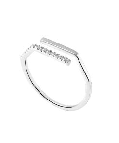 Adjustable Open Cross Ring for Women, Stylish Japanese Light Luxury Geometric Design with Single Diamond Accent