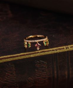 Adjustable Open Finger Gemstone Ring for Women - Light Luxury Fashionable 2025 Versatile Court Style