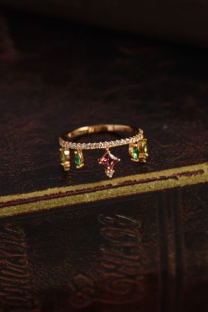 Adjustable Open Finger Gemstone Ring for Women - Light Luxury Fashionable 2025 Versatile Court Style