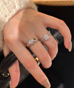Adjustable Open Ring for Women with Sparkling Zircon, Versatile 2025 Fashion Index Finger Accessory
