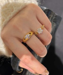 Adjustable Open Ring for Women with Sparkling Zircon, Versatile 2025 Fashion Index Finger Accessory