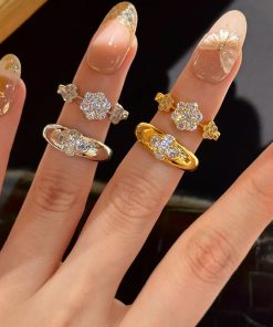 Adjustable Open Ring for Women with Sparkling Zircon, Versatile 2025 Fashion Index Finger Accessory