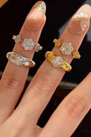 Adjustable Open Ring for Women with Sparkling Zircon, Versatile 2025 Fashion Index Finger Accessory