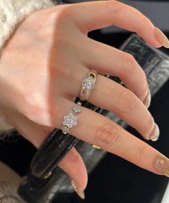 Adjustable Open Ring for Women with Sparkling Zircon, Versatile 2025 Fashion Index Finger Accessory
