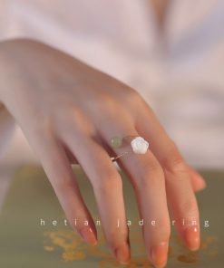 Adjustable Rose Flower Jade Ring for Women, Niche Design, High-End Feel, Unique Personality Tail Ring for Index Finger