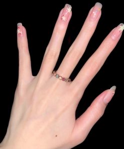 Adjustable Tourmaline Rainbow Ring for Women, Niche Design, Lightweight Luxury Feel Open Finger Ring, 2025 Trend