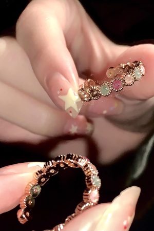 Adjustable Tourmaline Rainbow Ring for Women, Niche Design, Lightweight Luxury Feel Open Finger Ring, 2025 Trend