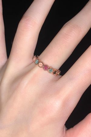 Adjustable Tourmaline Rainbow Ring for Women, Niche Design, Lightweight Luxury Feel Open Finger Ring, 2025 Trend