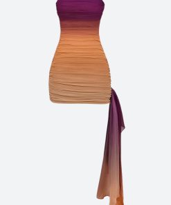 Aesthetic Dress, Girl Cool - Sunset Ruched Strapless Mini Dress
