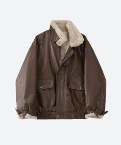 Aesthetic Outfit With Jeans, Aesthetic Fits Y2k - Double-Faced Faux Leather & Fur Jacket