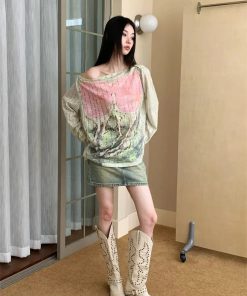 Aesthetic Outfits Mini Skirt, Pinterest Baggy Style - Fairycore One Shoulder Top