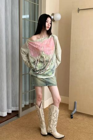 Aesthetic Outfits Mini Skirt, Pinterest Baggy Style - Fairycore One Shoulder Top